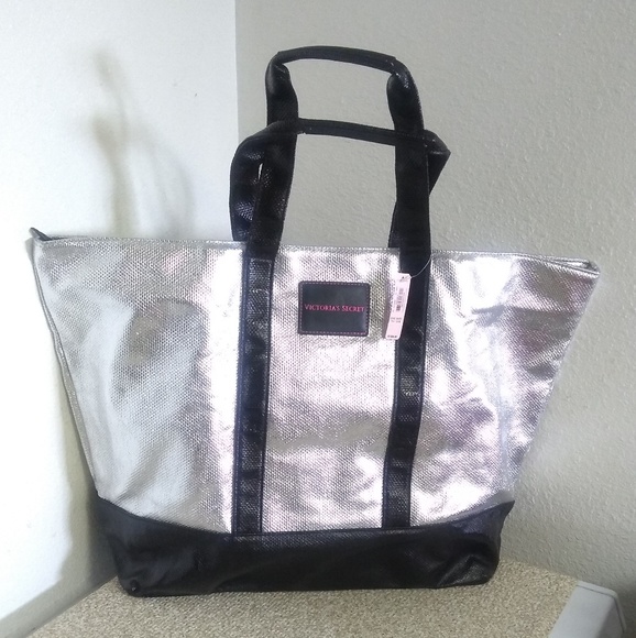 Victoria's Secret, Bags, Vs Black Silver Tote